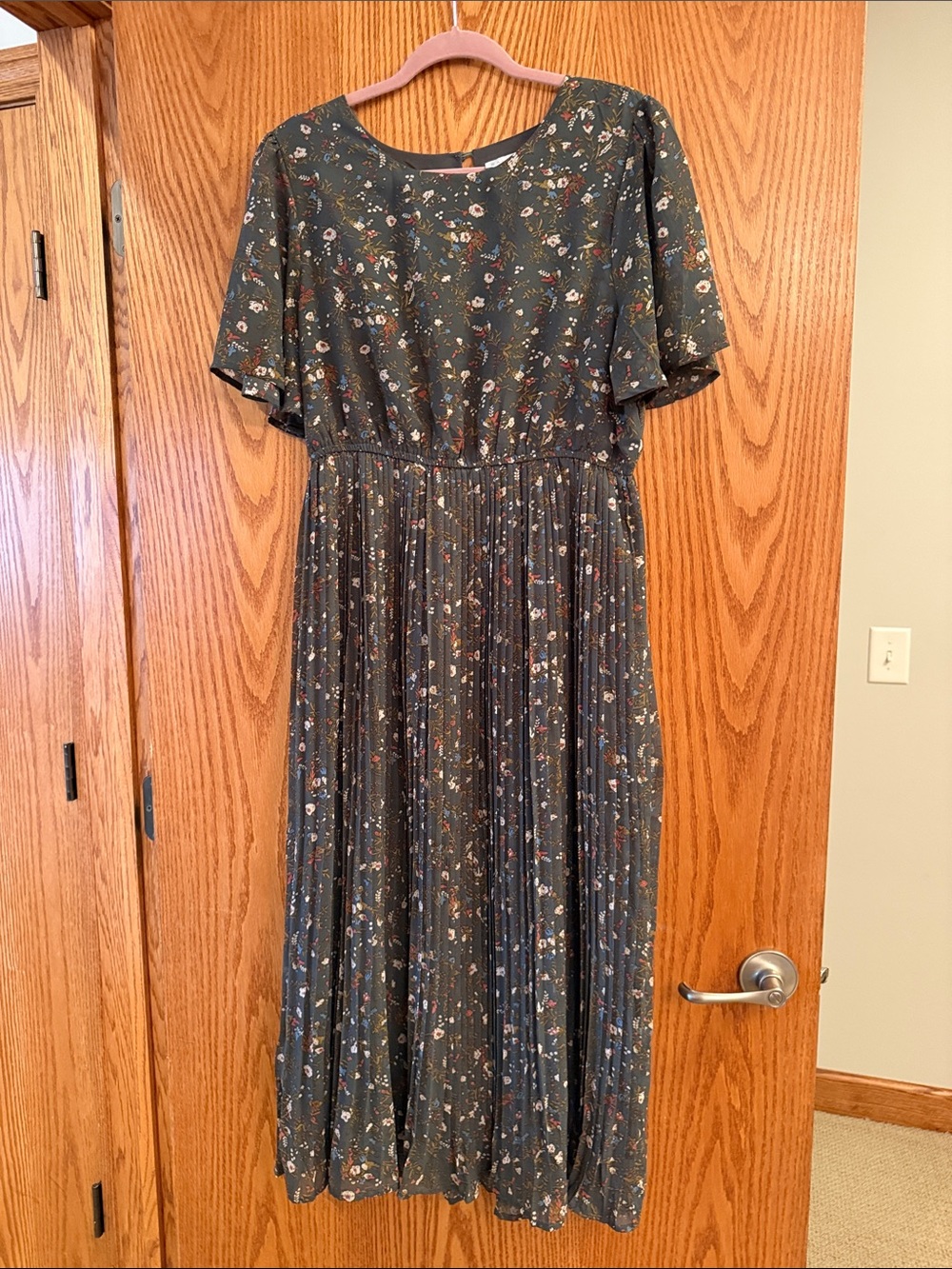 Baltic Born Olive Green Floral Midi Dress